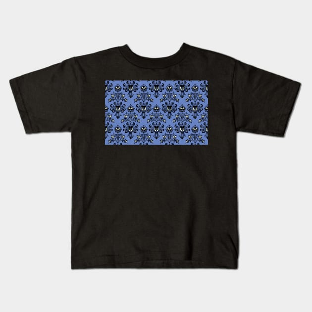 Haunted Mansion Wallpaper Blue Kids T-Shirt by kevfla
